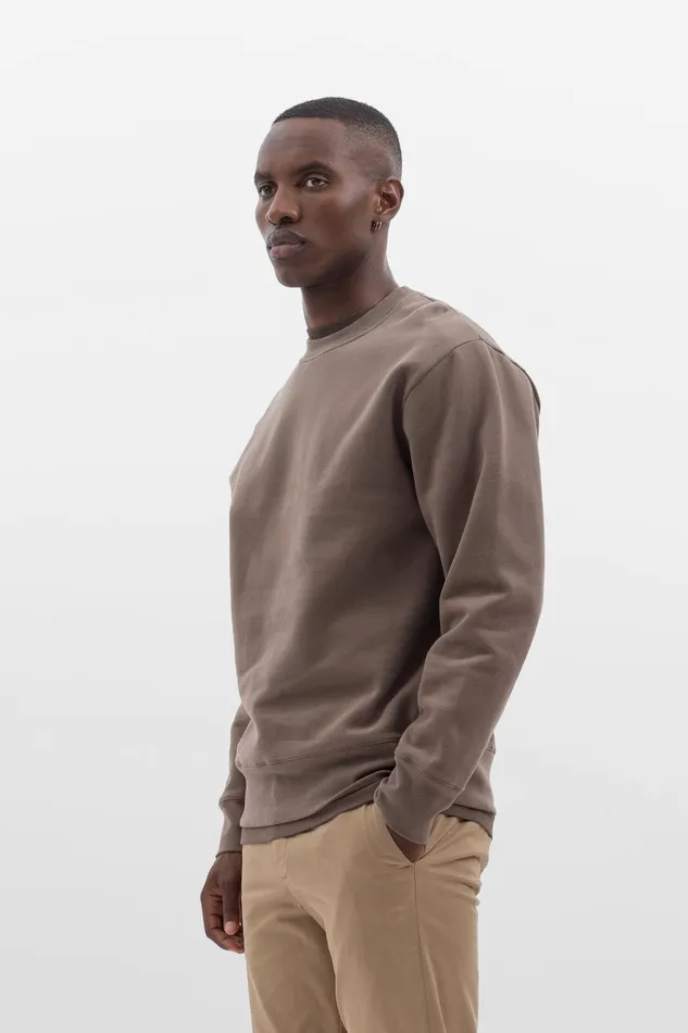 Men Organic Brushed Cotton Sweatshirt Taupe Norse Projects Sweatshirts