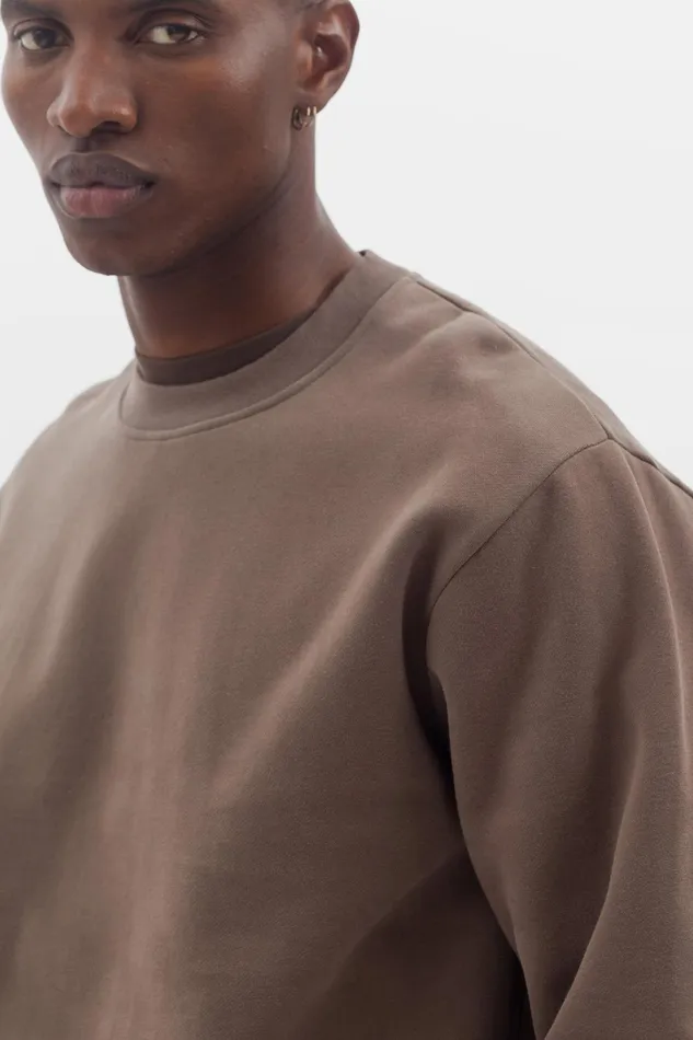 Men Organic Brushed Cotton Sweatshirt Taupe Norse Projects Sweatshirts