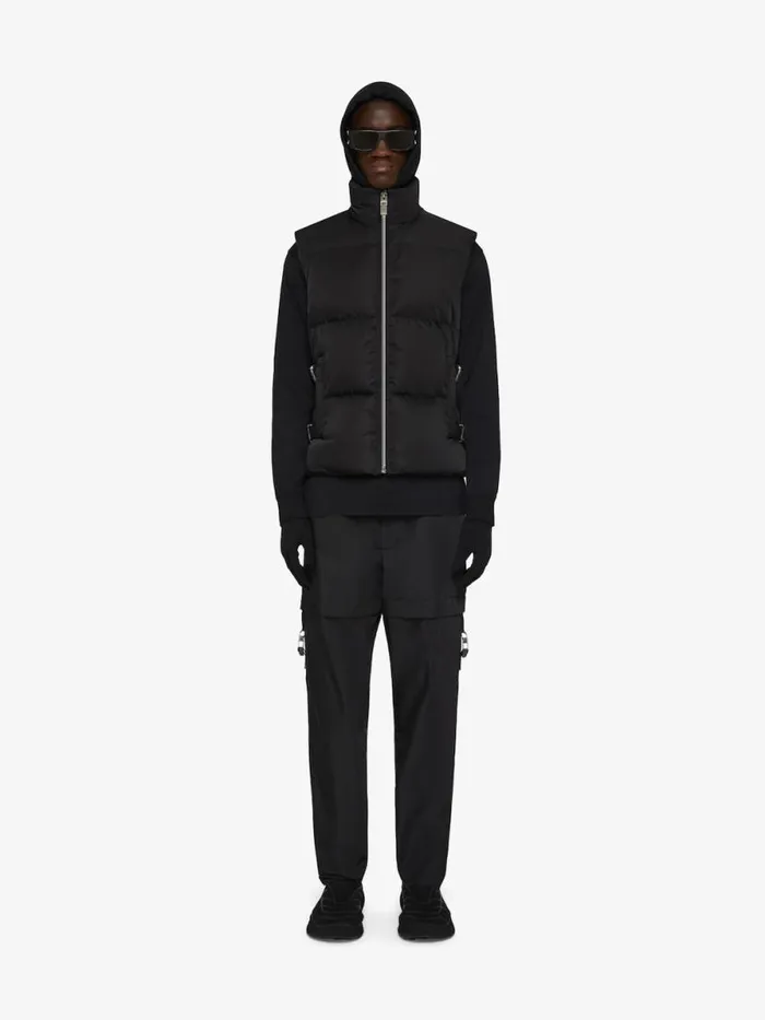 Men Outerwear and Blousons Givenchy Sleeveless Puffer Jacket With Metallic Details Black