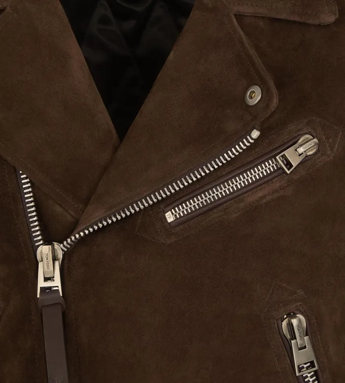 Men Outerwear Tom Ford Buttery Suede Asymmetric Biker Light Chocolate Men Outerwear Tom Ford Buttery Suede Asymmetric Biker Light Chocolate