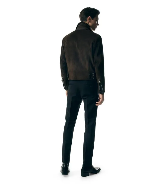 Men Outerwear Tom Ford Buttery Suede Asymmetric Biker Light Chocolate Men Outerwear Tom Ford Buttery Suede Asymmetric Biker Light Chocolate