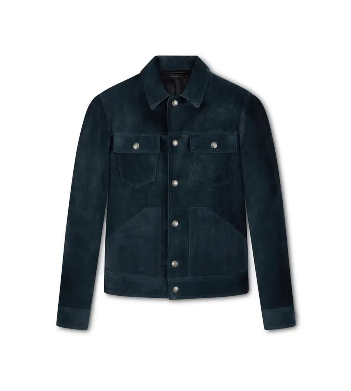 Men Outerwear Tom Ford Cashmere Suede Western Jacket Petrol