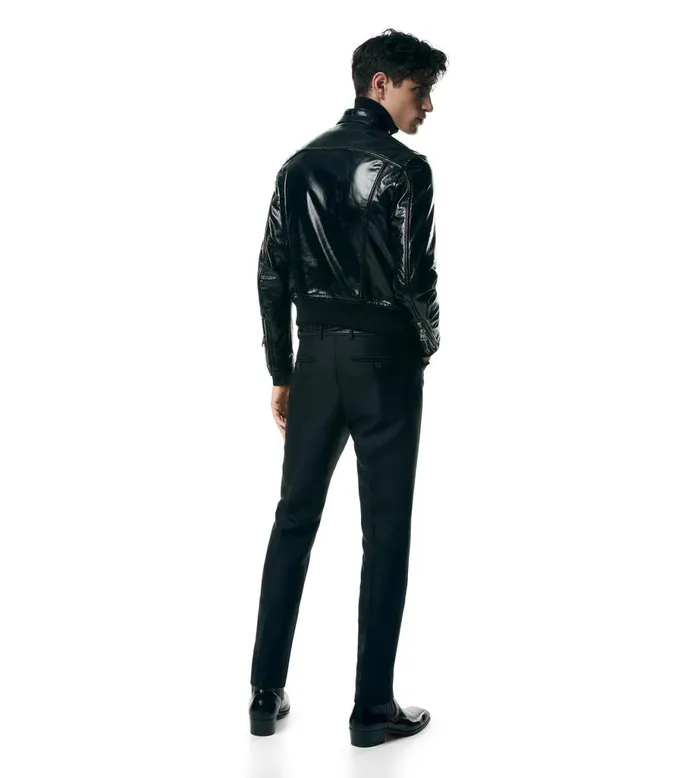 Men Outerwear Tom Ford Crackled Leather Zip Pocket Blouson Black Men Outerwear Tom Ford Crackled Leather Zip Pocket Blouson Black