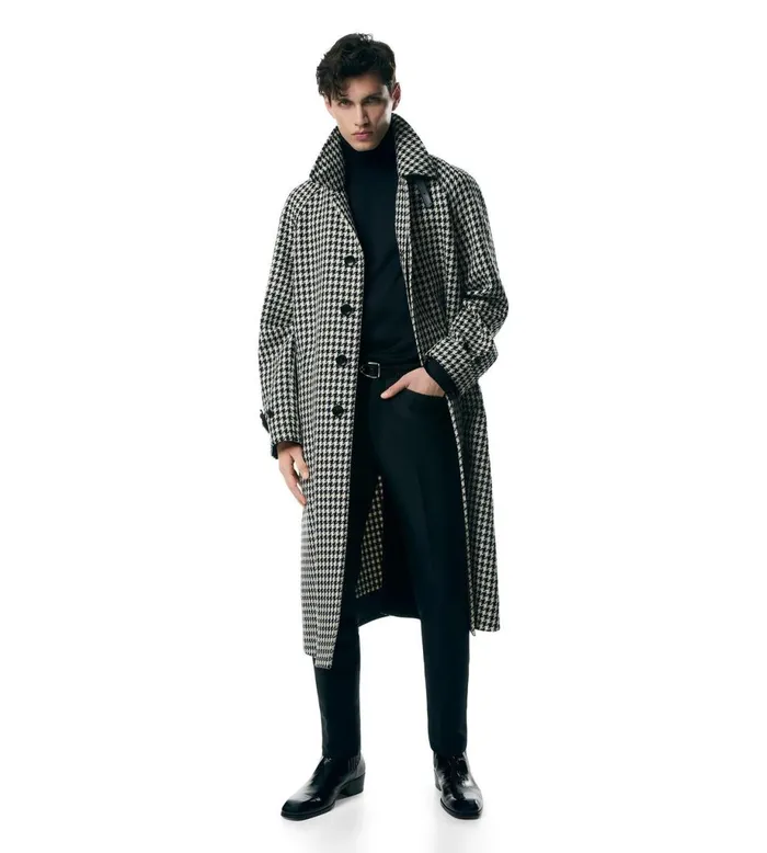 Men Outerwear Tom Ford Grand Pied De Poule Mac Blackwhite Men Outerwear Tom Ford Grand Pied De Poule Mac Blackwhite