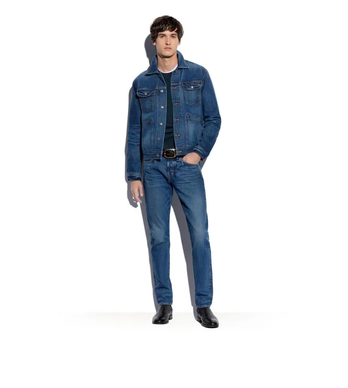 Men Outerwear Tom Ford Japanese Selvedge Denim Jacket Washed Indigo Men Outerwear Tom Ford Japanese Selvedge Denim Jacket Washed Indigo