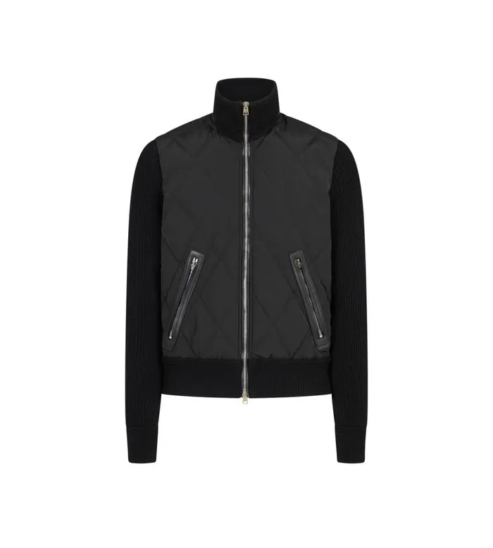 Men Outerwear Tom Ford Quilted Nylon Merino Zip Through Black