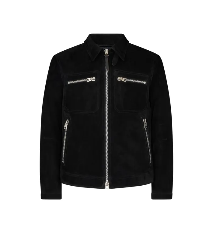 Men Outerwear Tom Ford Soft Suede Zip Blouson Black