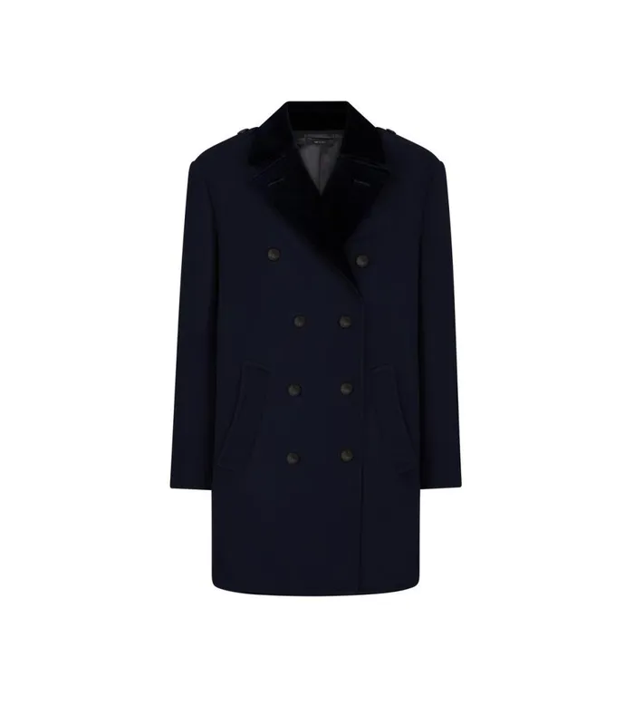Men Outerwear Tom Ford Wool Felt Officer Peacoat Dark Blue