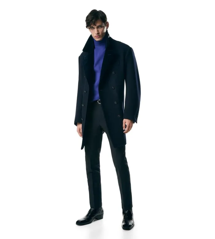 Men Outerwear Tom Ford Wool Felt Officer Peacoat Dark Blue Men Outerwear Tom Ford Wool Felt Officer Peacoat Dark Blue