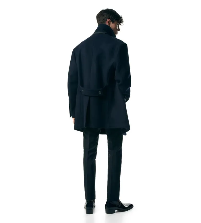 Men Outerwear Tom Ford Wool Felt Officer Peacoat Dark Blue Men Outerwear Tom Ford Wool Felt Officer Peacoat Dark Blue