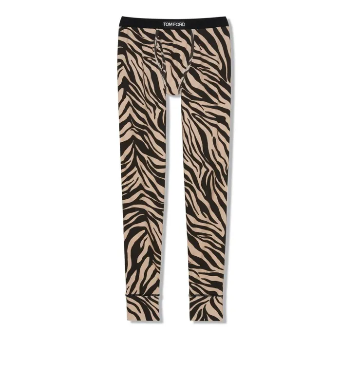 Men PAJAMA PANTS and LONG JOHNS Tom Ford Printed Cotton Long Johns Antique Brown