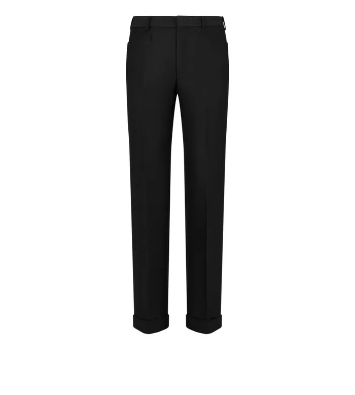 Men Pants and Shorts Tom Ford Techno Gabardine Atticus Western Pocket Trouser Black