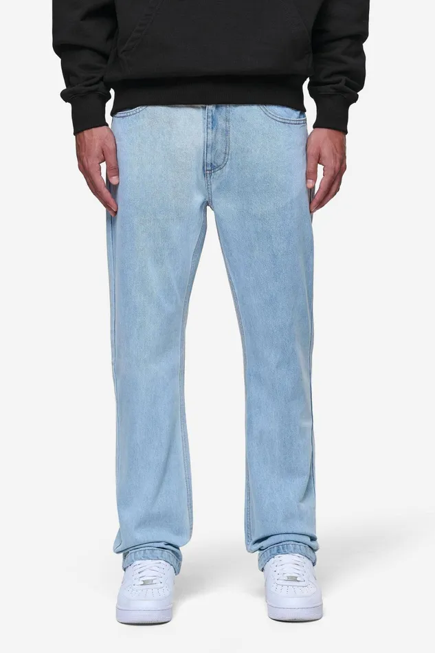 Men Pegador Basic Bottoms Baures Straight Jeans Washed Light Blue