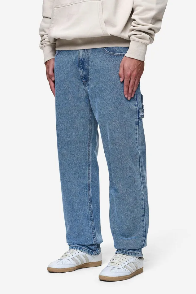 Men Pegador Basic Bottoms Daule Baggy Workwear Jeans Washed Blue