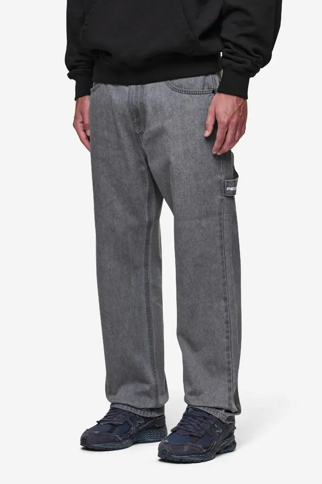 Men Pegador Basic Bottoms Daule Baggy Workwear Jeans Washed Grey