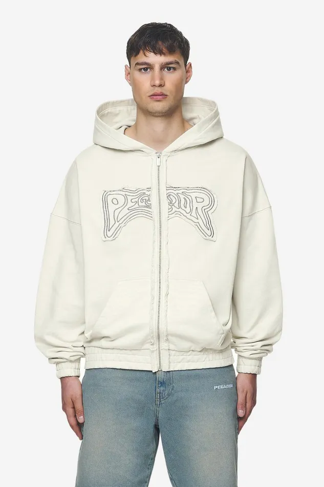 Men Pegador Hoodies Avon Boxy Sweat Jacket Washed Salty Cream