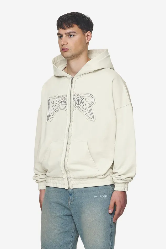 Men Pegador Hoodies Avon Boxy Sweat Jacket Washed Salty Cream Men Pegador Hoodies Avon Boxy Sweat Jacket Washed Salty Cream