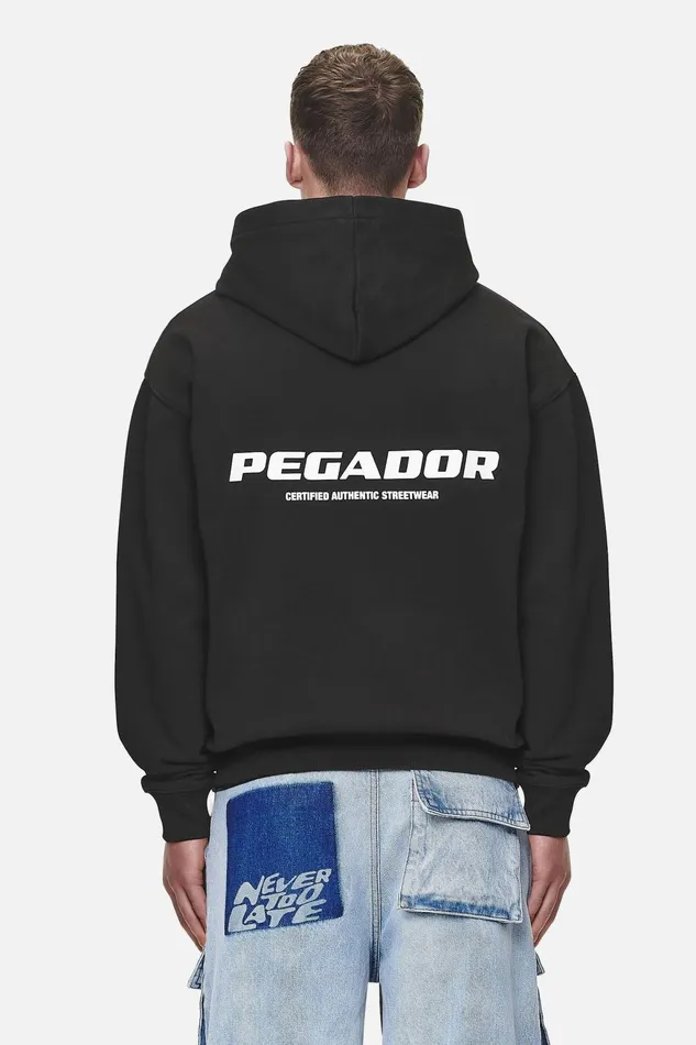 Men Pegador Hoodies Colne Logo Oversized Sweat Jacket Washed Black