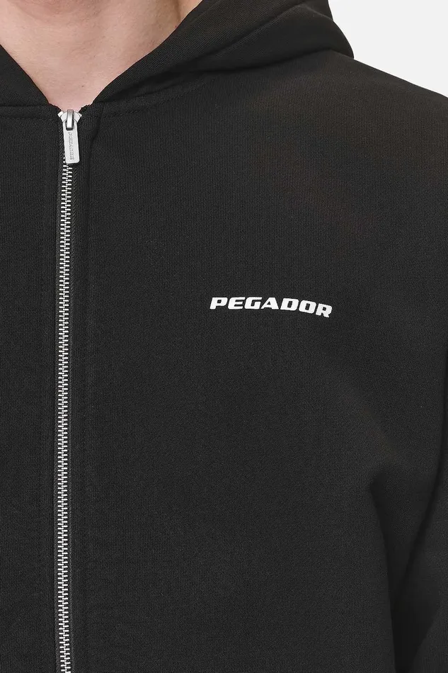 Men Pegador Hoodies Colne Logo Oversized Sweat Jacket Washed Black Men Pegador Hoodies Colne Logo Oversized Sweat Jacket Washed Black