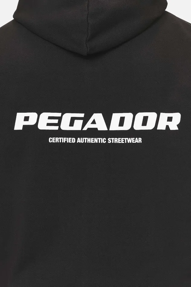 Men Pegador Hoodies Colne Logo Oversized Sweat Jacket Washed Black Men Pegador Hoodies Colne Logo Oversized Sweat Jacket Washed Black