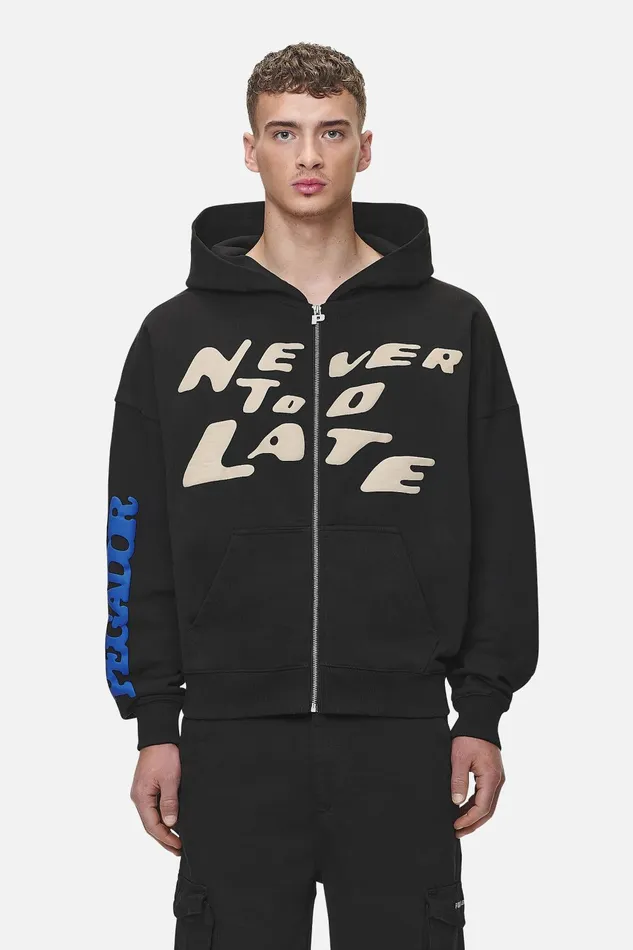 Men Pegador Hoodies Corey Terry Boxy Sweat Jacket Washed Black