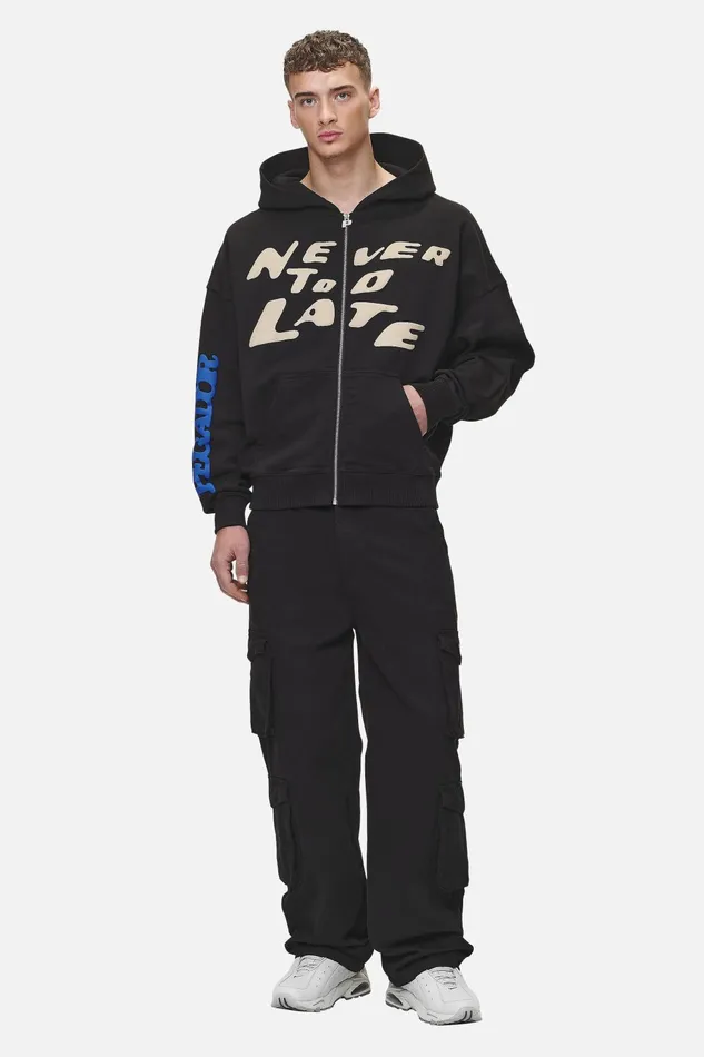 Men Pegador Hoodies Corey Terry Boxy Sweat Jacket Washed Black Men Pegador Hoodies Corey Terry Boxy Sweat Jacket Washed Black