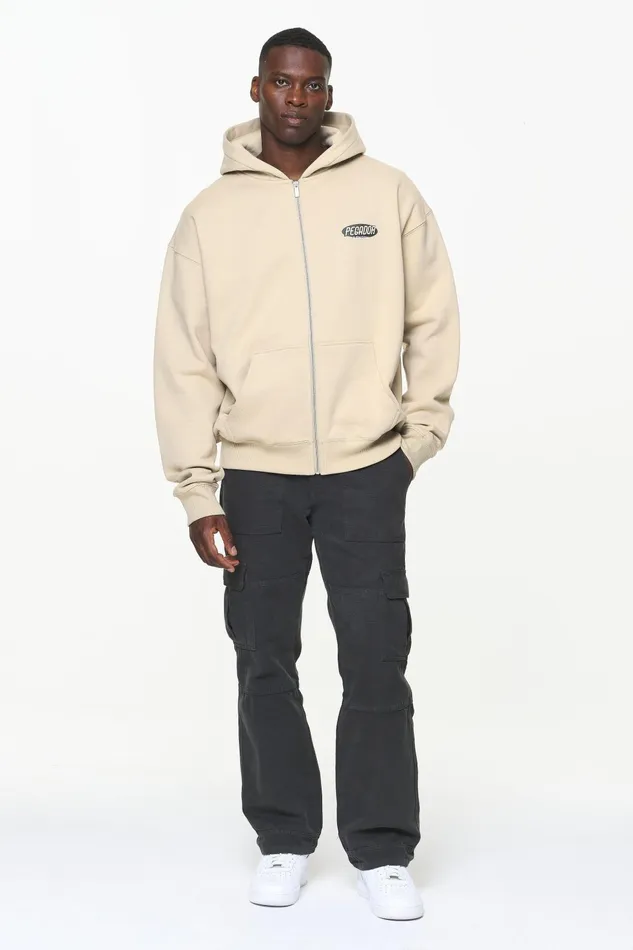 Men Pegador Hoodies County Oversized Sweat Jacket Vintage Washed Kingdom Beige Men Pegador Hoodies County Oversized Sweat Jacket Vintage Washed Kingdom Beige