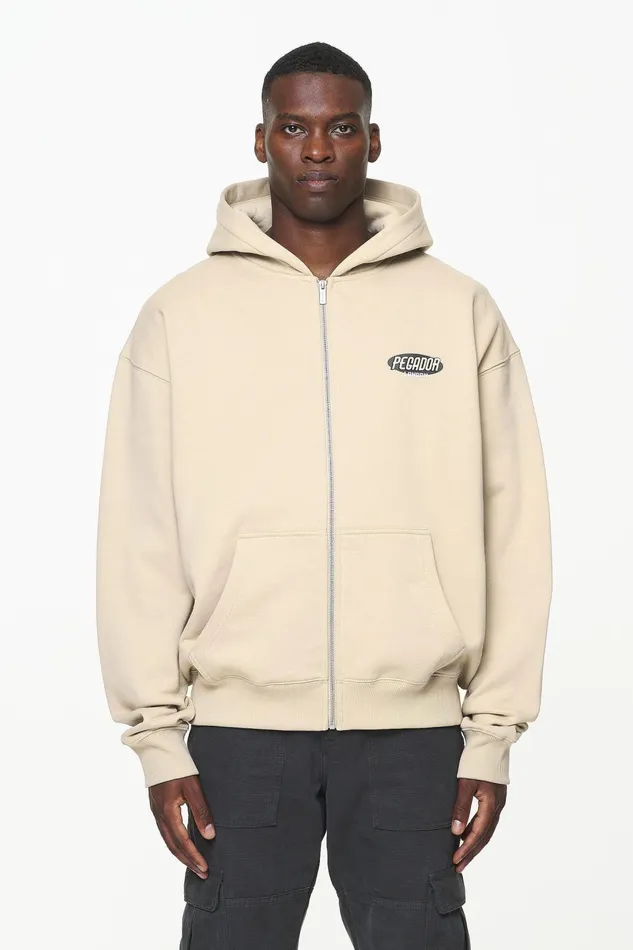 Men Pegador Hoodies County Oversized Sweat Jacket Vintage Washed Kingdom Beige Men Pegador Hoodies County Oversized Sweat Jacket Vintage Washed Kingdom Beige
