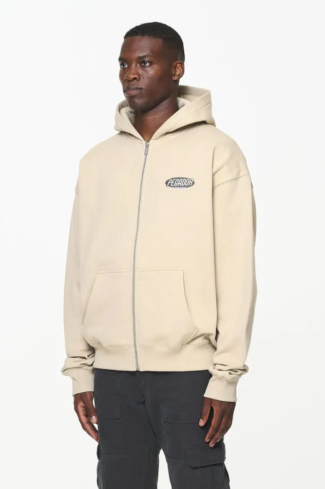 Men Pegador Hoodies County Oversized Sweat Jacket Vintage Washed Kingdom Beige Men Pegador Hoodies County Oversized Sweat Jacket Vintage Washed Kingdom Beige