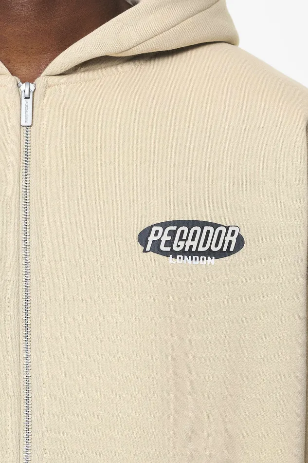 Men Pegador Hoodies County Oversized Sweat Jacket Vintage Washed Kingdom Beige Men Pegador Hoodies County Oversized Sweat Jacket Vintage Washed Kingdom Beige