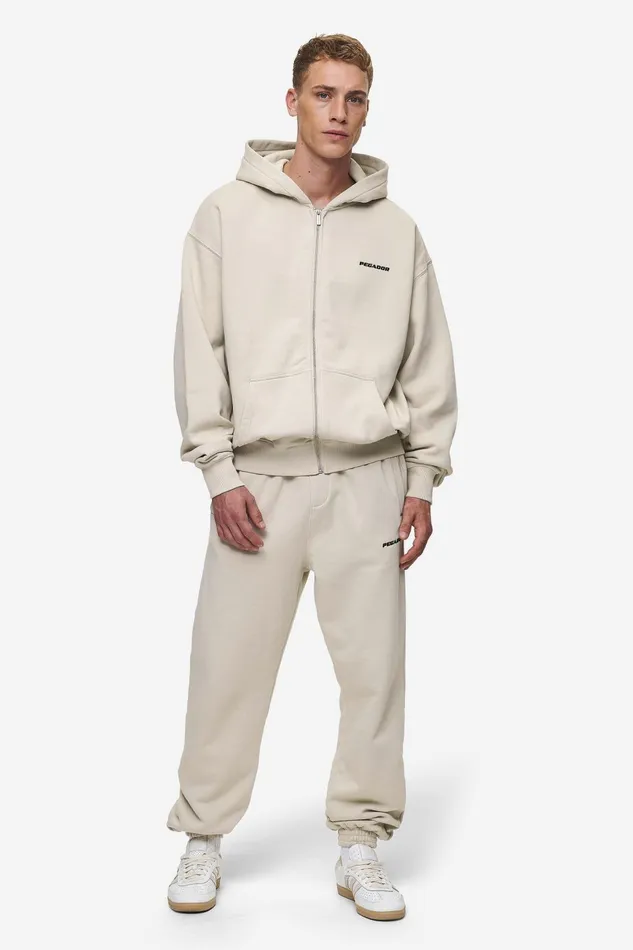 Men Pegador Hoodies Logo Oversized Sweat Jacket Washed Light Beige Men Pegador Hoodies Logo Oversized Sweat Jacket Washed Light Beige