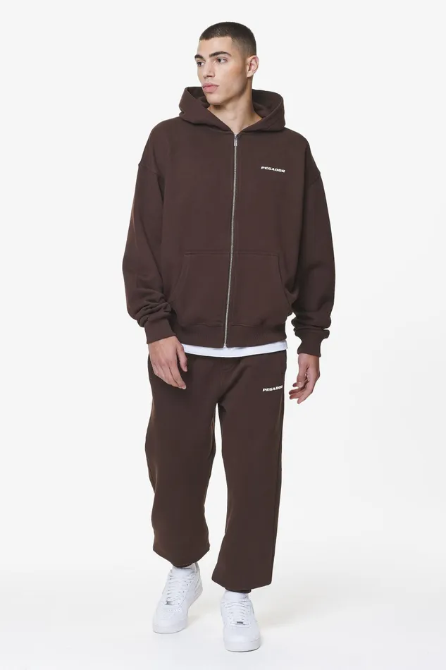 Men Pegador Hoodies Logo Oversized Sweat Jacket Washed Oak Brown Gum Men Pegador Hoodies Logo Oversized Sweat Jacket Washed Oak Brown Gum