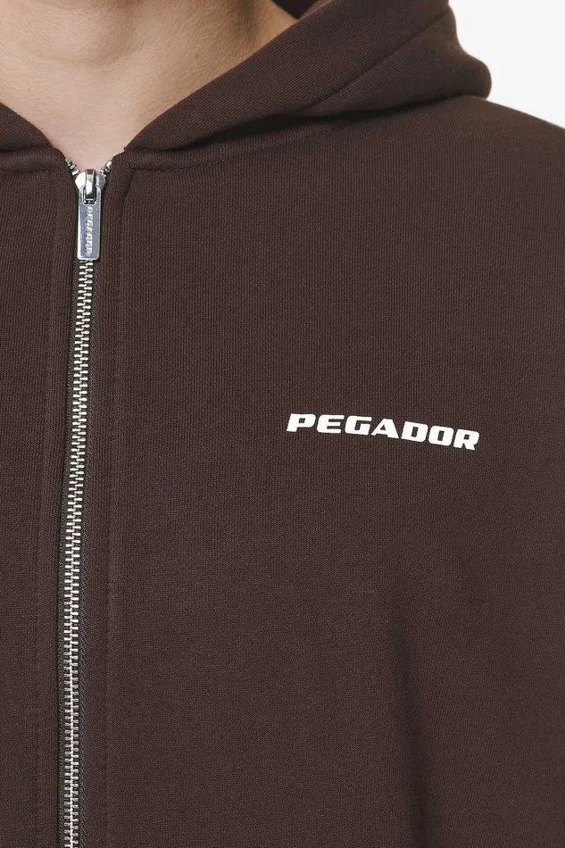 Men Pegador Hoodies Logo Oversized Sweat Jacket Washed Oak Brown Gum Men Pegador Hoodies Logo Oversized Sweat Jacket Washed Oak Brown Gum