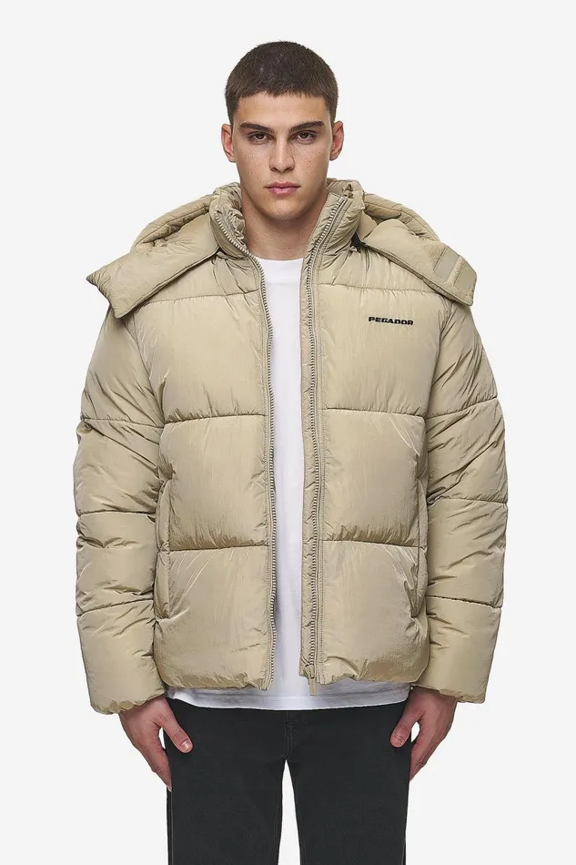 Men Pegador Jacken Marten Crushed Puffer Jacket Beige