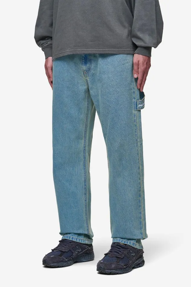 Men Pegador Jeans Daule Baggy Workwear Jeans Washed Vintage Blue