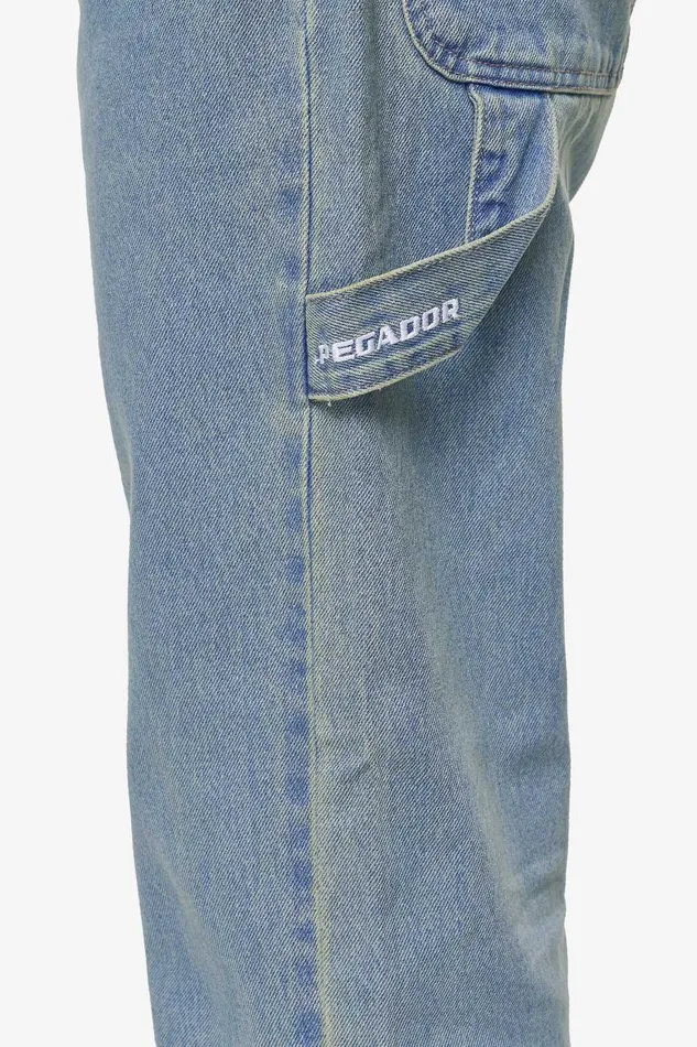 Men Pegador Jeans Daule Baggy Workwear Jeans Washed Vintage Blue Men Pegador Jeans Daule Baggy Workwear Jeans Washed Vintage Blue