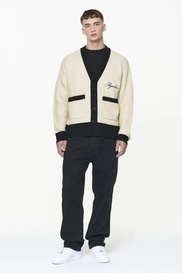 Men Pegador Knitwear Unio Knit Cardigan Onyx Black Kingdom Beige Men Pegador Knitwear Unio Knit Cardigan Onyx Black Kingdom Beige