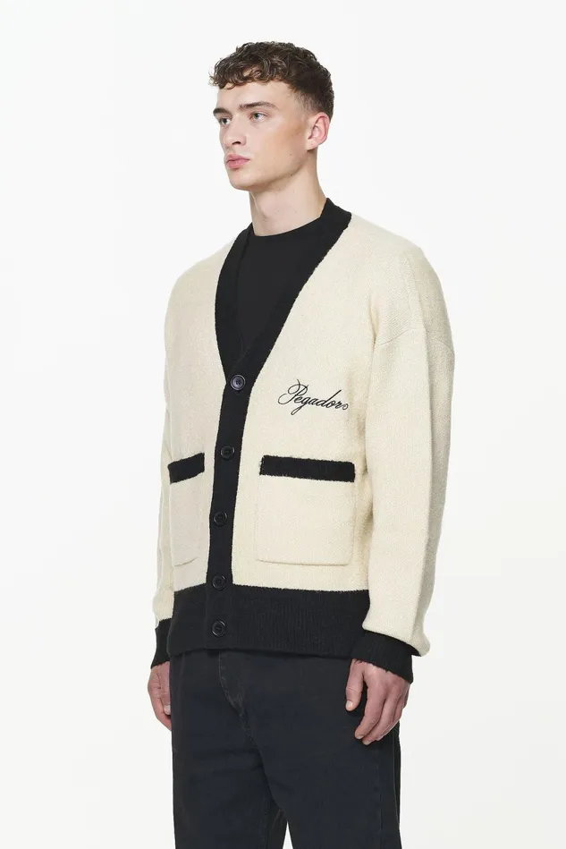 Men Pegador Knitwear Unio Knit Cardigan Onyx Black Kingdom Beige Men Pegador Knitwear Unio Knit Cardigan Onyx Black Kingdom Beige