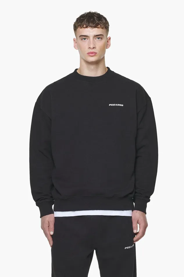 Men Pegador Sweaters Logo Oversized Sweater Vintage Washed Onyx Black