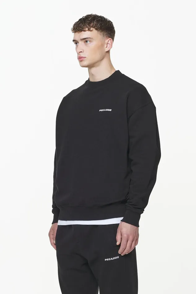 Men Pegador Sweaters Logo Oversized Sweater Vintage Washed Onyx Black Men Pegador Sweaters Logo Oversized Sweater Vintage Washed Onyx Black