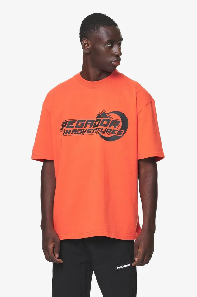 Men Pegador Tees Eazor Oversized Tee Washed Signal Red