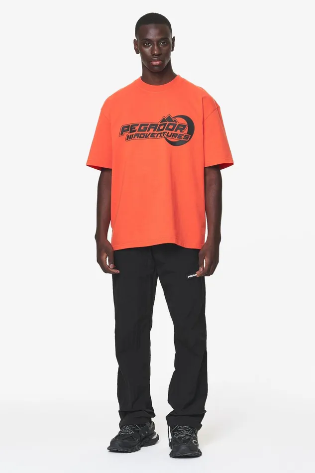 Men Pegador Tees Eazor Oversized Tee Washed Signal Red Men Pegador Tees Eazor Oversized Tee Washed Signal Red