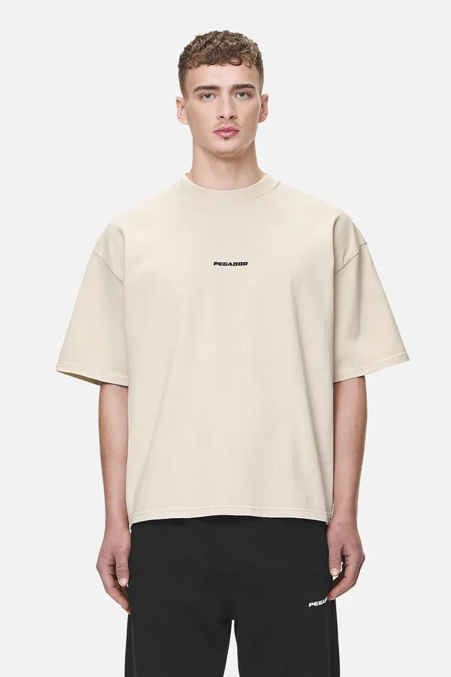 Men Pegador Tees Logo Boxy Tee Washed Desert Sand Black Gum