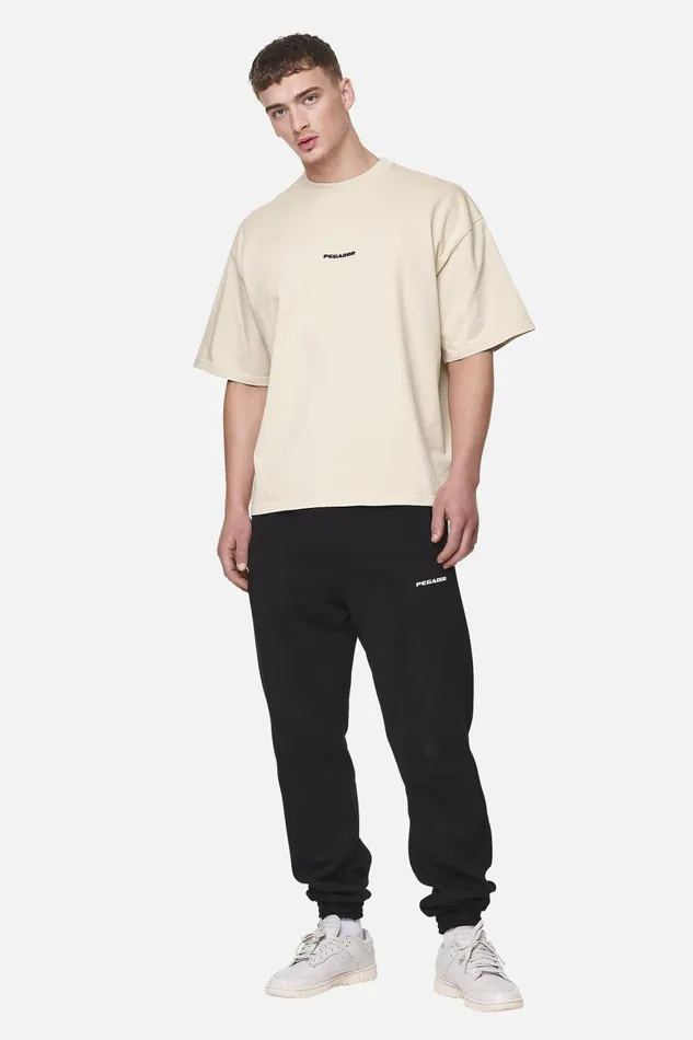 Men Pegador Tees Logo Boxy Tee Washed Desert Sand Black Gum Men Pegador Tees Logo Boxy Tee Washed Desert Sand Black Gum