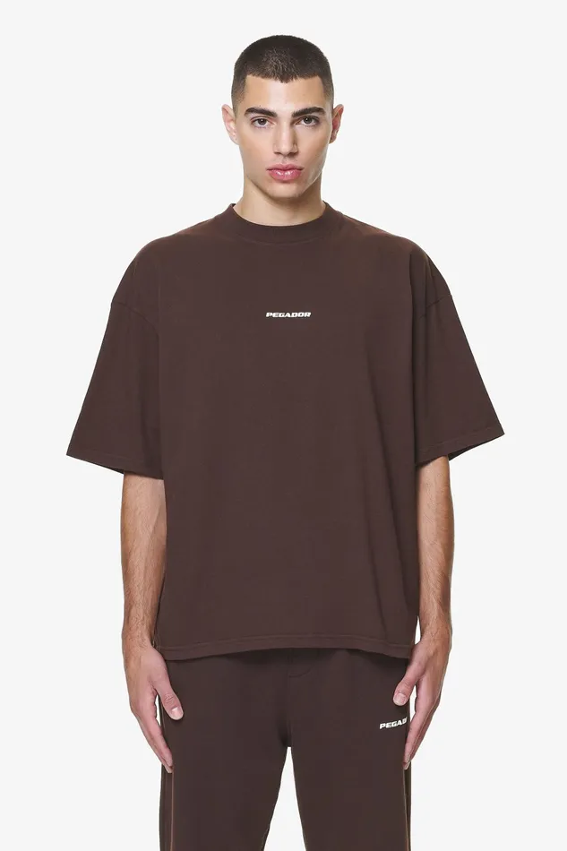 Men Pegador Tees Logo Boxy Tee Washed Oak Brown Gum