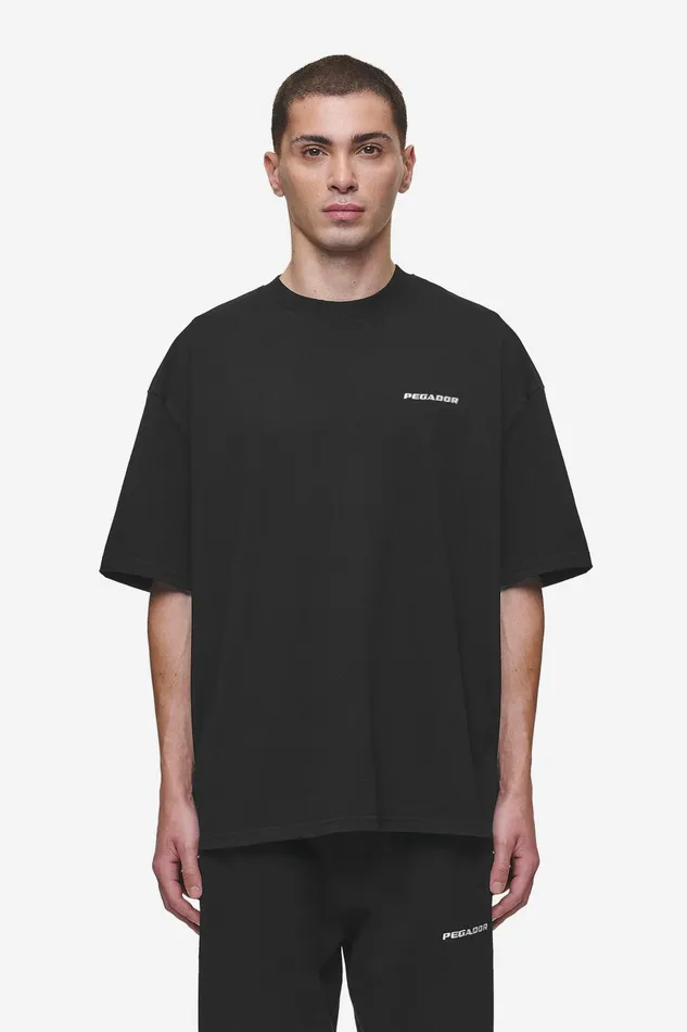 Men Pegador Tees Logo Oversized Tee Washed Black