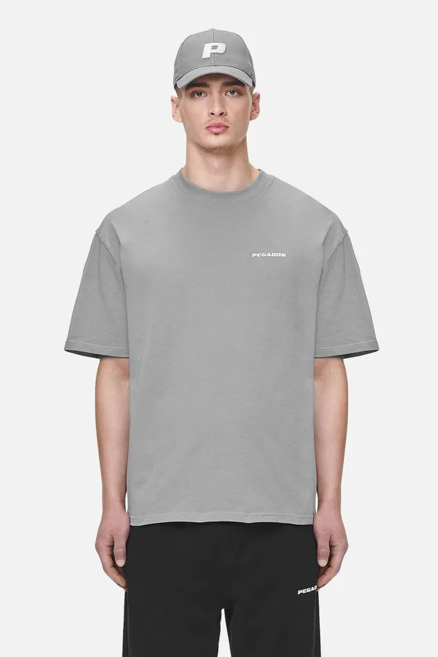 Men Pegador Tees Logo Oversized Tee Washed Cool Grey White Gum