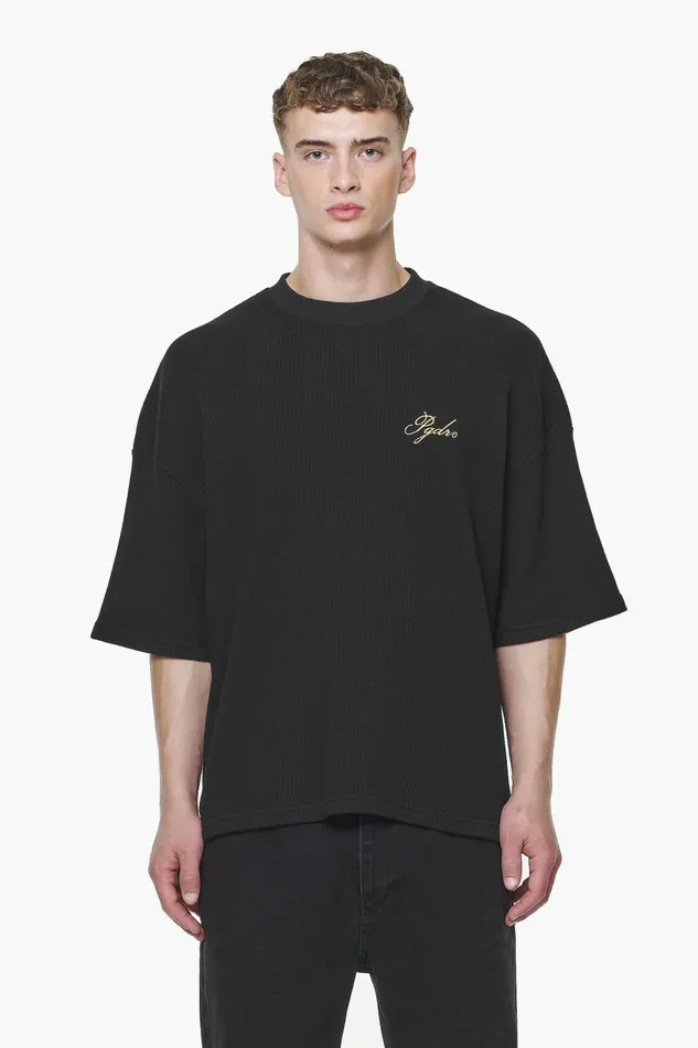 Men Pegador Tees Quat Waffle Boxy Tee Vintage Washed Onyx Black