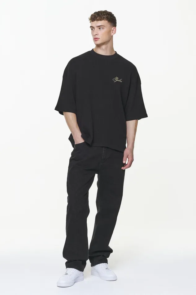 Men Pegador Tees Quat Waffle Boxy Tee Vintage Washed Onyx Black Men Pegador Tees Quat Waffle Boxy Tee Vintage Washed Onyx Black