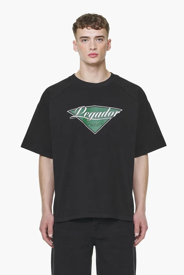 Men Pegador Tees Trafford Raglan Boxy Tee Vintage Washed Onyx Black